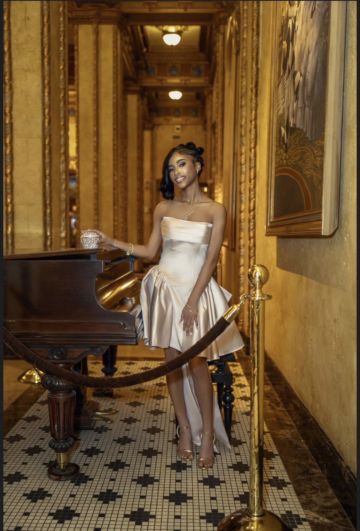 Glam Champagne Short Homecoming Dress Satin A-Line Birthday Dress ED09781