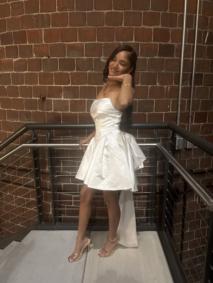 Glam White Short Homecoming Dress Satin A-Line Birthday Dress ED09786