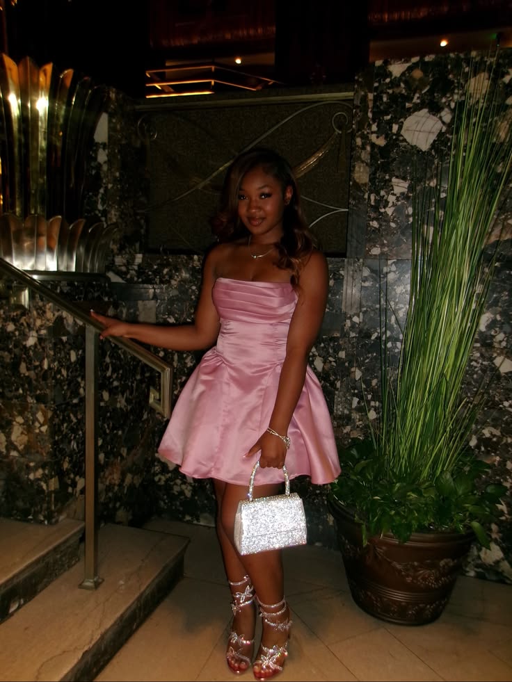 Glam Pink Short Homecoming Dress Satin A-Line Birthday Dress ED09788