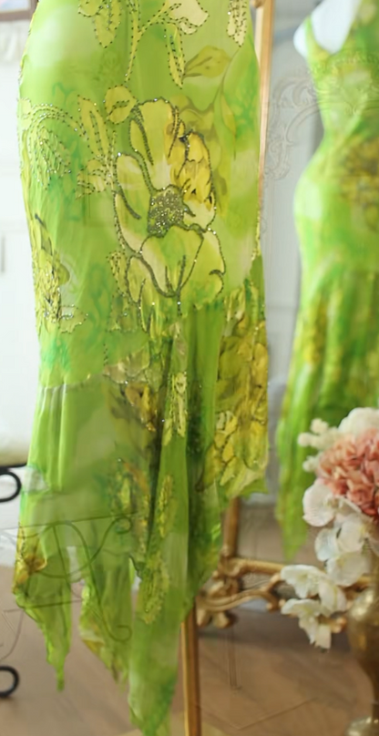 Glam Green Short Homecoming Dress Chiffon Sheath Birthday Dress ED09792