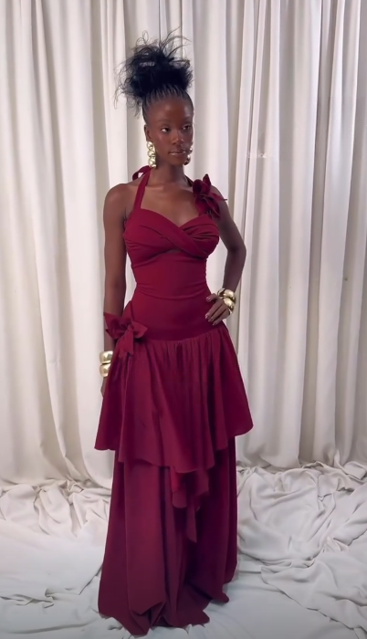 Chic Burgundy Evening Dress Sheath Chiffon Long Prom Dress ED09799
