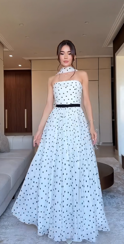 Chic White Evening Dress Sheath Chiffon Long Prom Dress ED09802