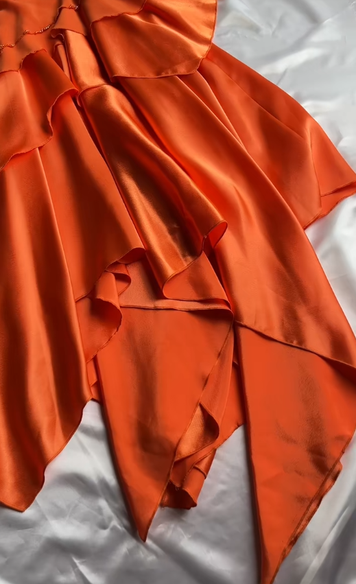 Chic Orange Evening Dress Sheath Chiffon Long Prom Dress ED09809