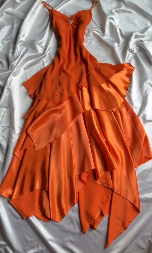 Chic Orange Evening Dress Sheath Chiffon Long Prom Dress ED09809