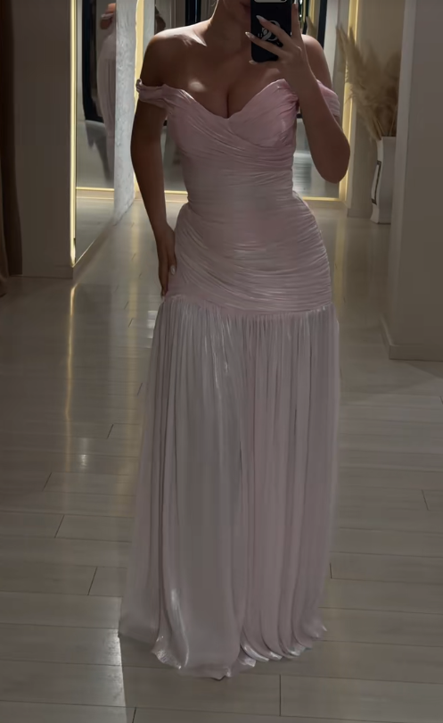 Chic Pink Evening Dress Sheath Chiffon Long Prom Dress ED09810