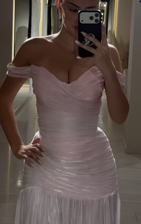 Chic Pink Evening Dress Sheath Chiffon Long Prom Dress ED09810