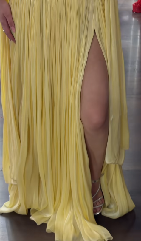 Chic Yellow Prom  Dress Sheath Chiffon Long Evening Dress ED09819