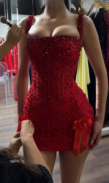 Pretty Burgundy Birthday Dress Sheath Satin Beaded Short Homecoming Dress ED09827