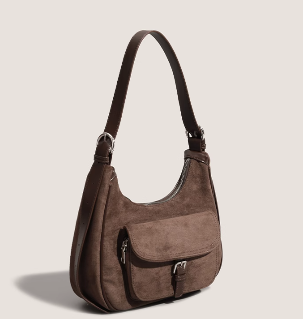 Wildlederhandtasche mit großem Fassungsvermögen, Umhängetasche ED0982
