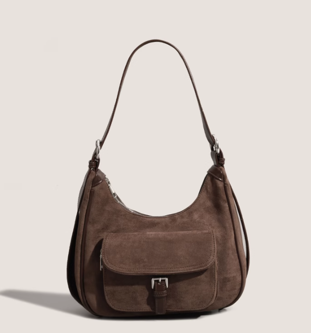 Wildlederhandtasche mit großem Fassungsvermögen, Umhängetasche ED0982