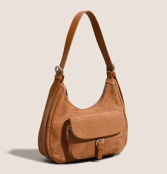 Wildlederhandtasche mit großem Fassungsvermögen, Umhängetasche ED0982