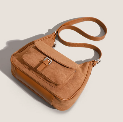 Wildlederhandtasche mit großem Fassungsvermögen, Umhängetasche ED0982