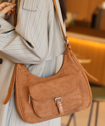 Wildlederhandtasche mit großem Fassungsvermögen, Umhängetasche ED0982
