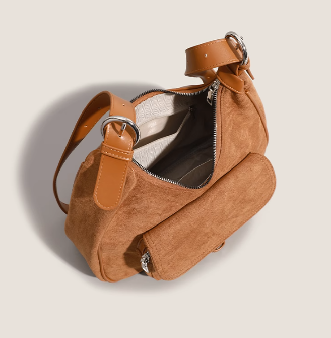Wildlederhandtasche mit großem Fassungsvermögen, Umhängetasche ED0982