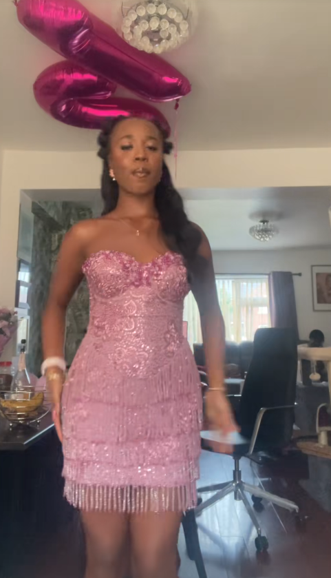 Chic Pink Homecoming Dress  Sheath Tulle Beaded Birthday Dress ED09860
