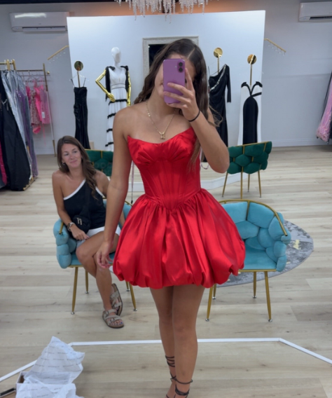 Chic Red Homecoming Dress A-Line Satin Birthday Dress ED09875