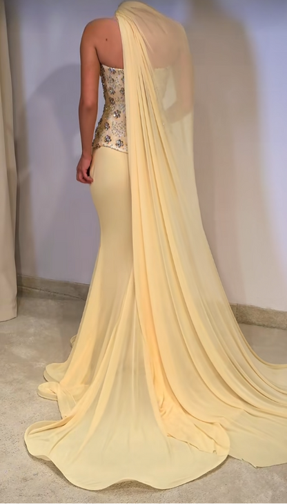 Chic Yellow Homecoming Dress Sheath Chiffon Birthday Dress ED09887