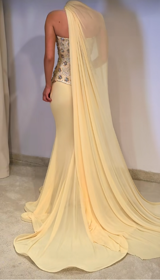 Chic Yellow Homecoming Dress Sheath Chiffon Birthday Dress ED09887