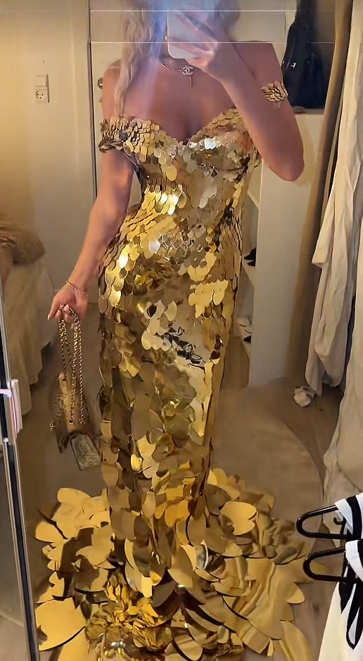 Elegantes goldenes Homecoming-Kleid, Scheidenkleid, Spiegelfinish, Geburtstagskleid ED09892
