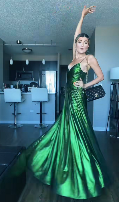Chic Green Homecoming Dress Sheath Satin Birthday Dress ED09895