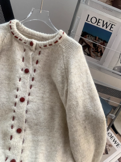 Korean-style round neck retro knitted cardigan ED0991