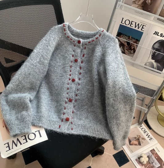 Korean-style round neck retro knitted cardigan ED0991