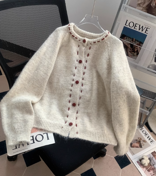 Korean-style round neck retro knitted cardigan ED0991