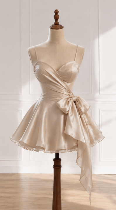 Sexy Champagne Short Homecoming Dress A-Line Satin Birthday Dress ED09930