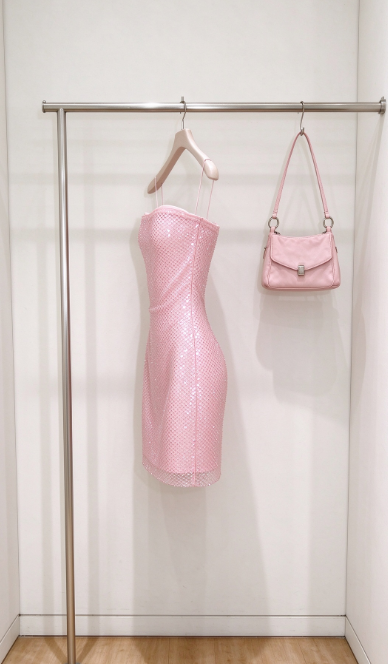 Pink Sequin Sheath Short Homecoming Dress, Strapless Birthday Party Dress ED09965