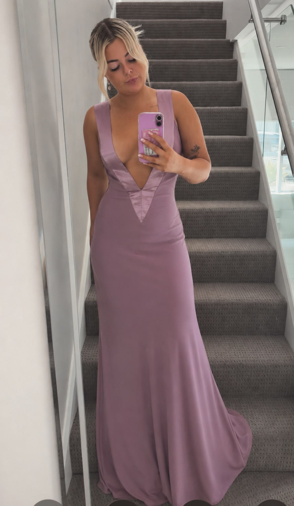 Elegantes lilafarbenes Ballkleid, Scheide, Chiffon, langes Abendkleid ED09974