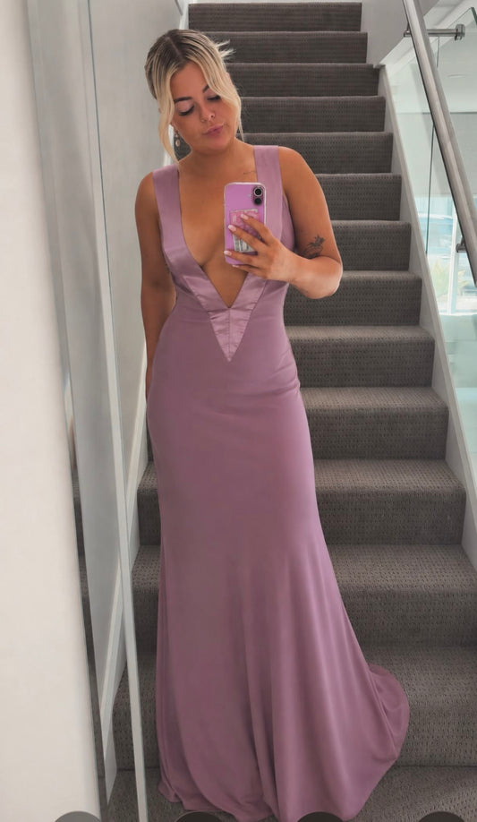 Chic Purple Prom Dress Sheath Chiffon Long Evening Dress ED09974