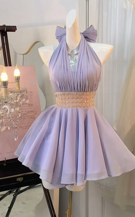 Fashion Lavender Short Birthday Dress A-Line Chiffon Homecoming Dress  ED09988