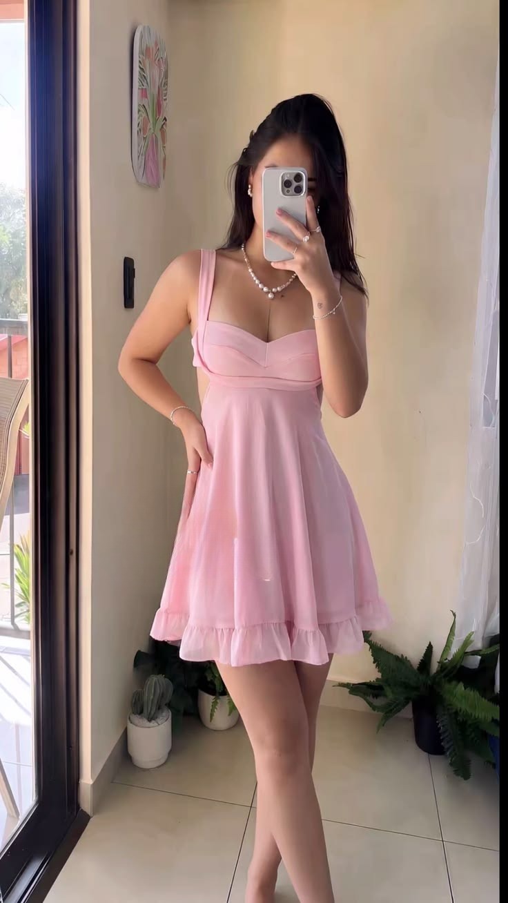 Fashion Pink Short Birthday Dress A-Line Chiffon Homecoming Dress ED09995