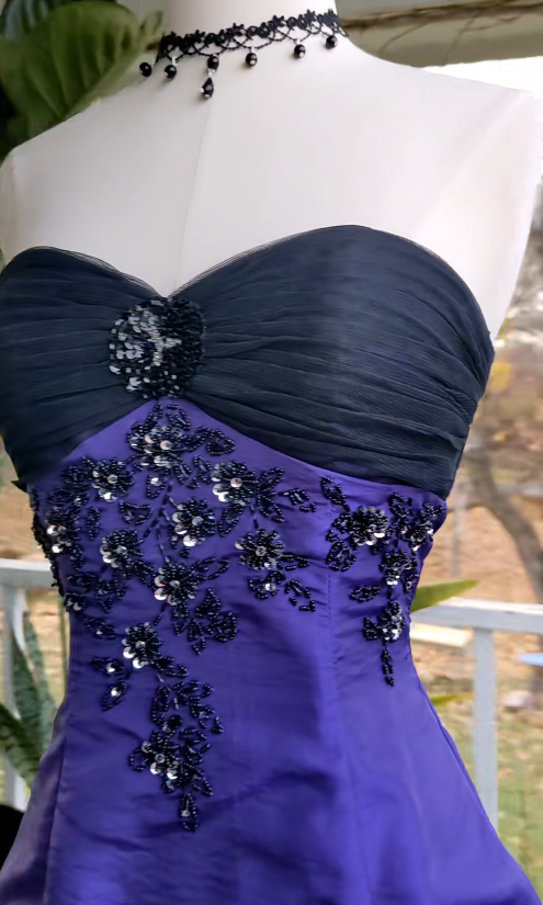 Elegant Purple Long Evening Dress Satin A-Line Prom Dress ED10019