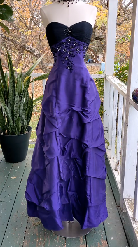 Elegant Purple Long Evening Dress Satin A-Line Prom Dress ED10019
