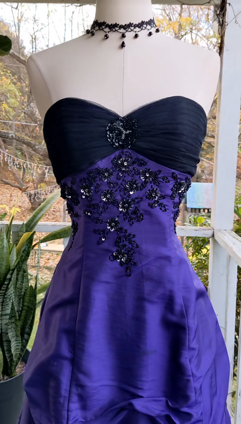 Elegant Purple Long Evening Dress Satin A-Line Prom Dress ED10019