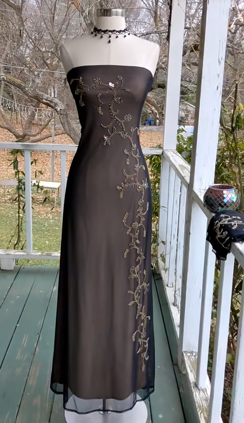 Elegant Brown Long Evening Dress Chiffon Sheath Prom Dress ED10023