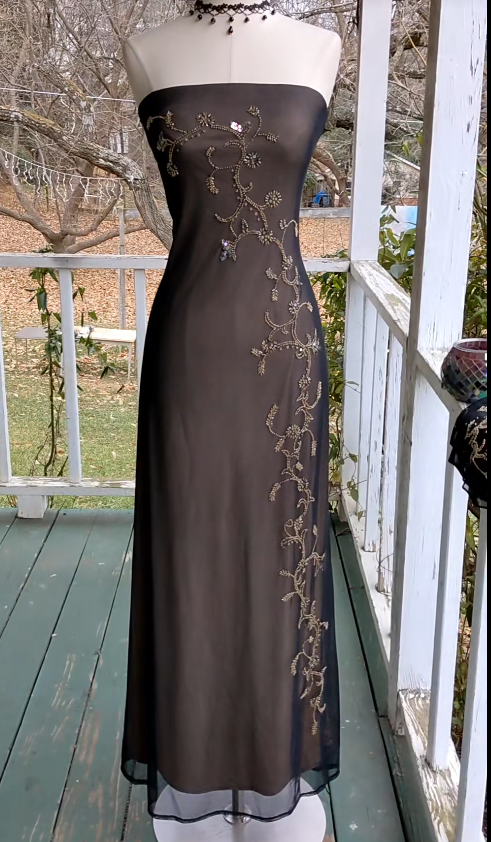 Elegant Brown Long Evening Dress Chiffon Sheath Prom Dress ED10023