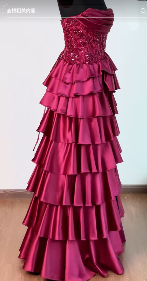 Élégante Robe de Soirée Longue Bordeaux en Satin Fourreau Robe de Bal ED10036