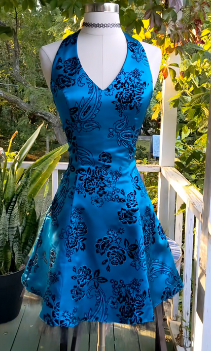 Hübsches blaues Homecoming-Kleid A-Linie Satin Geburtstagsparty-Kleid ED10048
