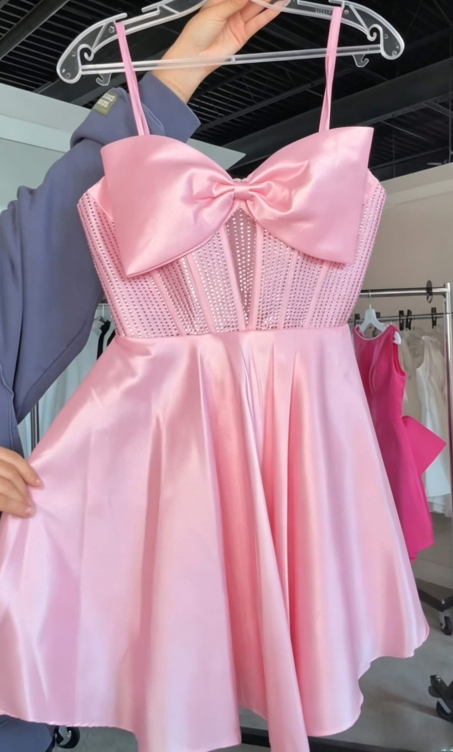 Hübsches rosafarbenes Homecoming-Kleid, A-Linien-Satin-Geburtstagsfeier-Kleid ED10050