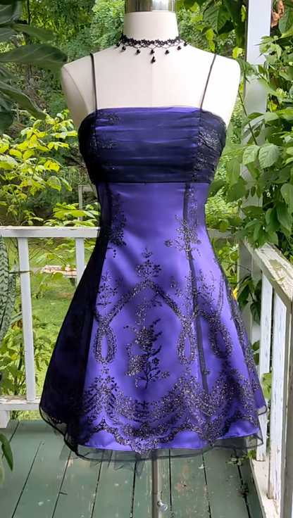 Jolie robe de bal de retour à la maison violette en mousseline de soie, coupe trapèze, pour fête d'anniversaire ED10051