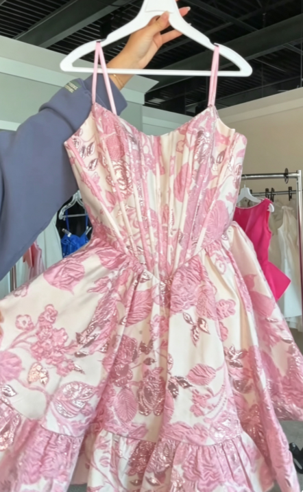 Pretty Pink Homecoming Dress A-Line Satin Birthday Party Dress ED10053