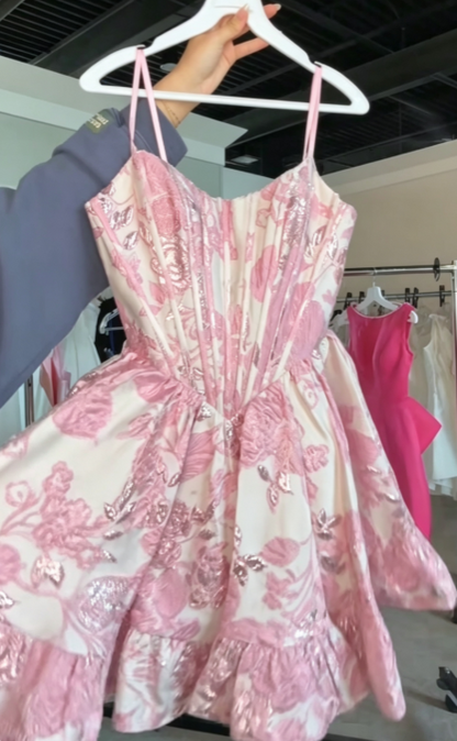 Pretty Pink Homecoming Dress A-Line Satin Birthday Party Dress ED10053