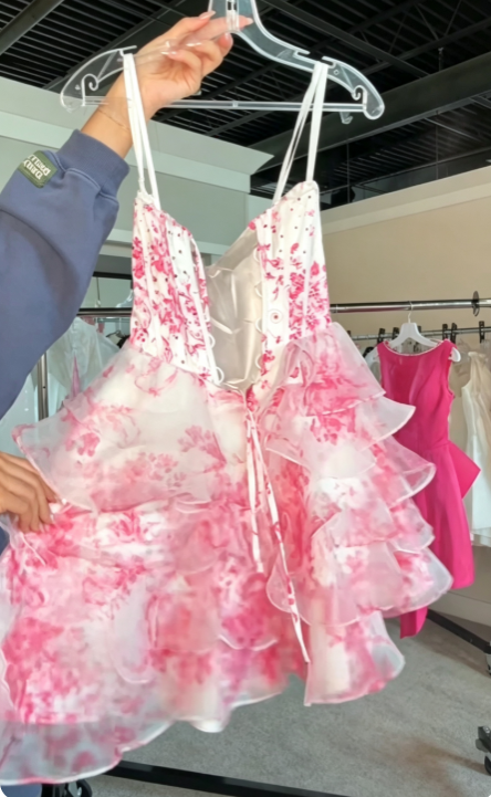 Robe de bal rose clair coupe trapèze en tulle ED10055 pour anniversaire
