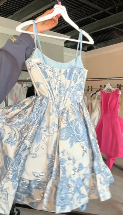Pretty Blue Homecoming Dress A-Line Satin Birthday Party Dress ED10056