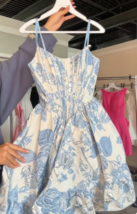 Pretty Blue Homecoming Dress A-Line Satin Birthday Party Dress ED10056