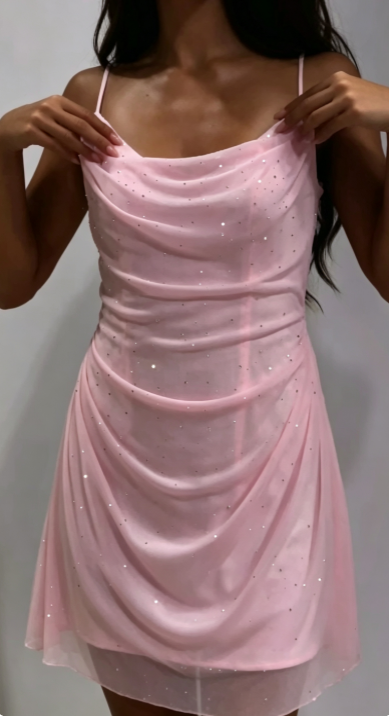 Pretty Pink Homecoming Dress Sheath Chiffon Birthday Party Dress ED10062