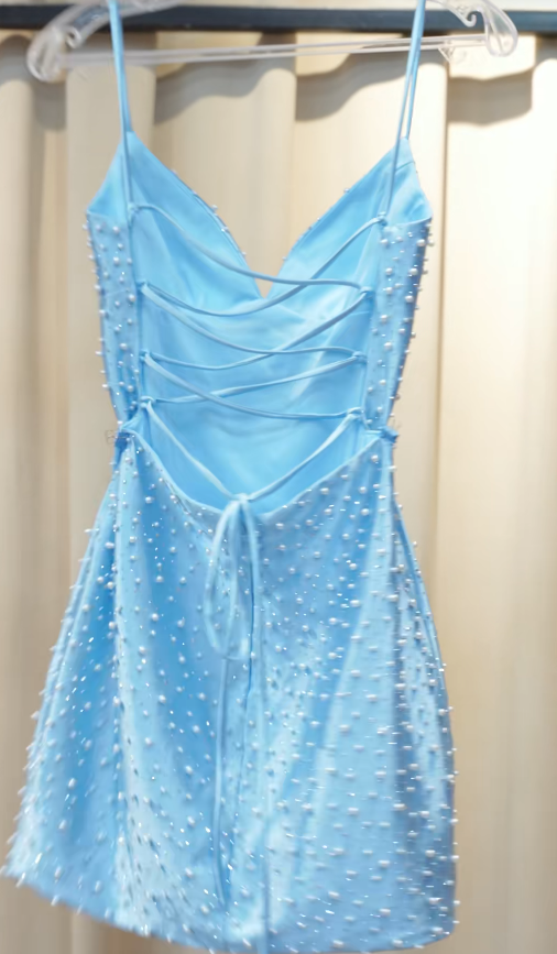 Jolie Robe Bleu Retour au Bercail Fourreau Satin Robe de Soirée Anniversaire ED10063