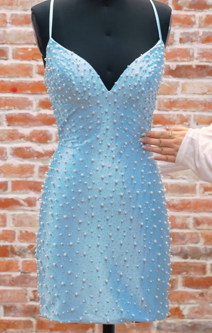 Hübsches blaues Homecoming-Kleid, Scheide, Satin, Geburtstagsfeierkleid ED10063